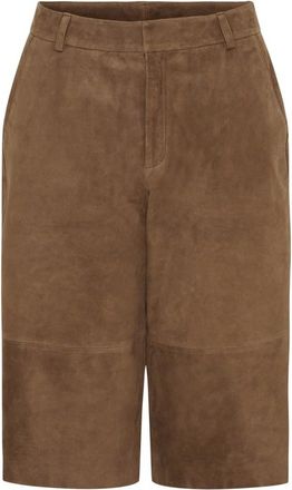 Notyz Su&egrave;de Bermuda Shorts - Dames - Korte Broeken - Bruin - M - Su&egrave;de - Korte Broeken