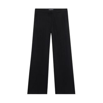 Brooks Brothers Wijde broek van maagdelijke wol - Dames - Wijde Broeken - Zwart - L - Wol - Broeken