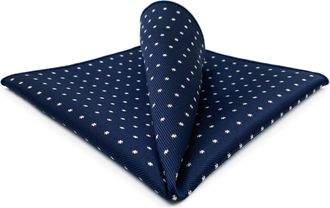 Shlax & Wing Dotty Navy Blue Pocket Square for Mens Suit White Dots Business Formal Woven