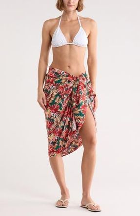 Nordstrom Rack Printed Pareo in Green Coral Palm Multi at Nordstrom Rack