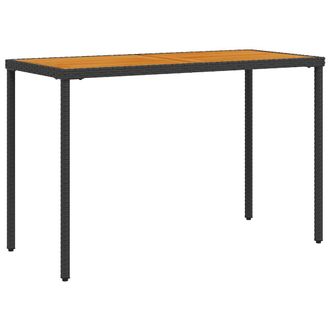 vidaXL Mesa De Jard&iacute;n Superficie De Madera Rat&aacute;n Pe Negro 115x54x74 Cm Vidaxl