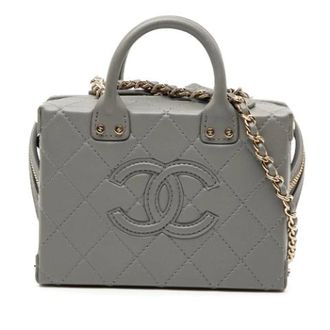 Chanel Pre-owned Quilted Leather Satchel - Dames - Pre-owned - Grijs - Maat: ONE Size Leer