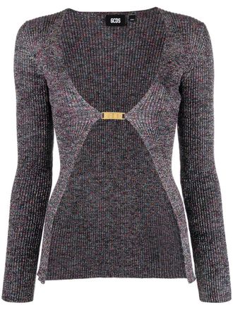 GCDS Gcds Womens Logo Lurex Cardigan