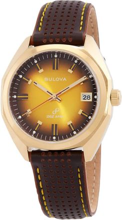 Bulova Jet Star Quartz Gold Dial Mens Watch 97B214