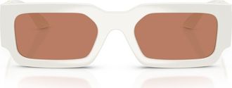 Versace 54mm Rectangular Sunglasses in Talc /Brown at Nordstrom