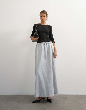 Topshop gonna maxi slim morbida in pelle sintetica con lacci in vita, grigio chiaro