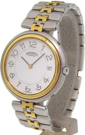 Herm&egrave;s Pre-owned Profil Roestvrij staal Horloge - Dames - Vintage Horloges - Wit - ONE Size - Vintage