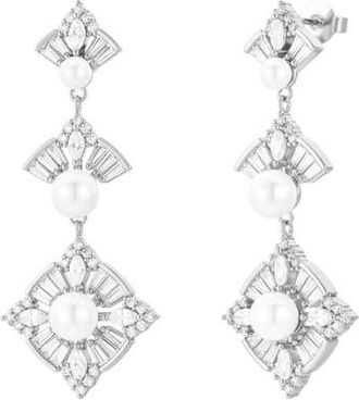 Untamed Petals Margaux Pearl Drop Earrings in Silver at Nordstrom