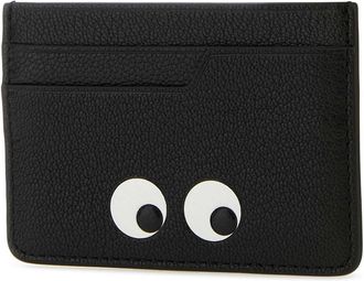 Anya Hindmarch Womens Eyes-Embellished Goatskin Card Case Black Cases