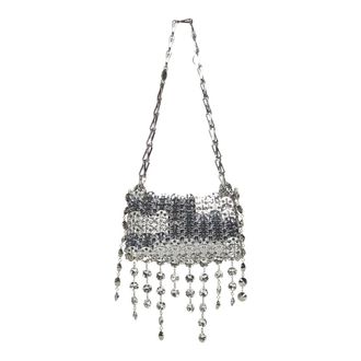 Paco Rabanne Silver Shoulder Bag with Crystal Strass and Fringes - female - Rabanne - Shoulder Bags - Gray - ONE SIZE - Bags