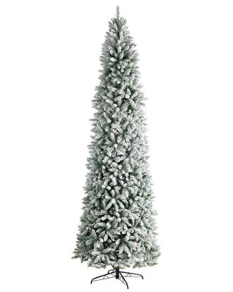 Nearly Natural 10Ft. Slim Flocked Montreal Fir Artificial Christmas Tree