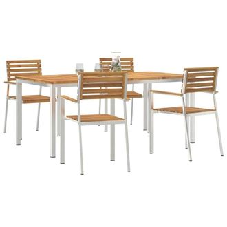 Berkfield Home Modern 5 Piece Garden Dining Set Solid Wood Acacia in Brown