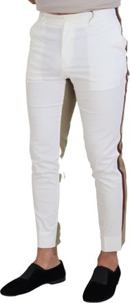 Dolce & Gabbana Mens Two-Tone Slim Fit Chinos White Cotton Elastane