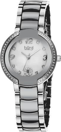 Bürgi Mother of Pearl Dial Silver-tone Ceramic and Stainless Steel Ladies Watch BUR072SL