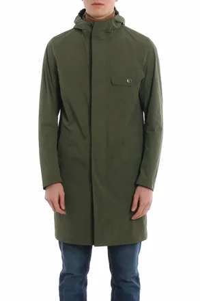 Herno Hooded Raincoat In Open Green