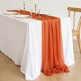 No Brand Dos Caminos De Mesa De Gasa, Decoraci&oacute;n De Mesa De Boda De Estilo Bohemio, 75x300cm - Naranja