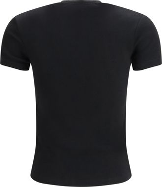 Off-white Womens Off Stamp Rib Basic T-Shirt Black-White Cotton; Elastane T-Shirts And Polos