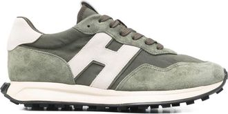 Hogan Muted Green Sneakers With Silk