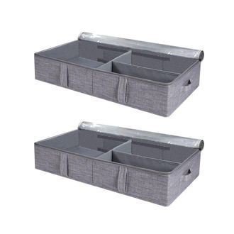 OEM 2 Cajas De Almacenamiento De 50 Litros Para Debajo De La Cama Con Tapa, Cajas De Almacenamiento De Ropa Plegables Con Laterales/fondo Resistentes Y Se