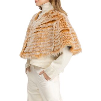 Gorski Genuine Shearling Layered Capelet in Orange Brisa at Nordstrom