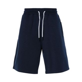Brunello Cucinelli Brunello Cucinelli, Long Shorts, male, Blue, Size: 2XL Navy Blue Jersey Drawstring Pants