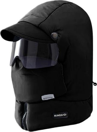 Generic Windproof Full Cover Outdoor Riding Mask With Glasses, 4 in 1 Winter Ski Cap, Waterproof Ski Cap With Removable Mask, Full Cover Cap for Hiking And Ou