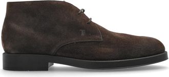 Tod's Su&egrave;de enkellaarzen - Heren - Veterlaarzen - Bruin - 45 EU - Su&egrave;de - Schoenen