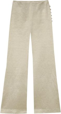 Cortana Flared broek - Dames - Wijde Broeken - Beige - S - Linnen - Broeken