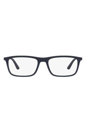 Emporio Armani 55mm Rectangular Glasses in Matte Blue /Clear at Nordstrom