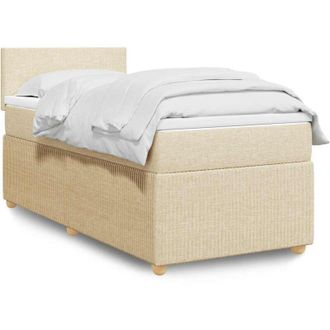 vidaXL Cama Box Spring Con Colch&oacute;n Tela Color Crema 80x200 Cm Vidaxl