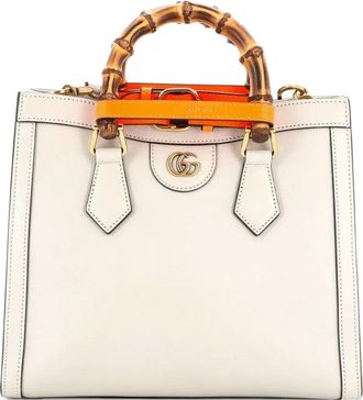 Gucci Diana NM Bamboo Handle Leather Small tote bag - Wit