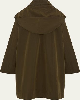 Eskandar Smaller-Front Larger-Back High-Neck Coat With Button Away Hood (Long Plus Length)