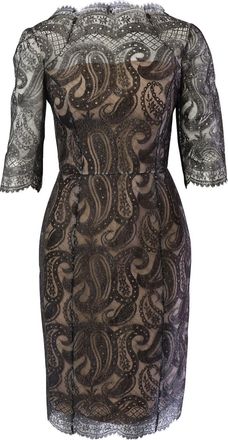 Erdem Erdem Paisley Lace Midi Shift Dress in Black Polyester