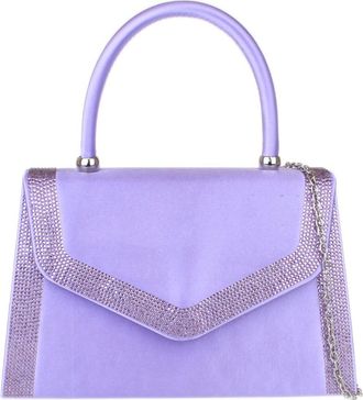 Girly HandBags Womens Satin Sparkly Clutch Bag Small Lilac