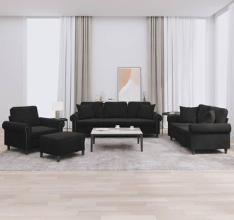 vidaXL Vidaxl - Juego De Sof&aacute;s Con Cojines 4 Piezas Terciopelo Negro