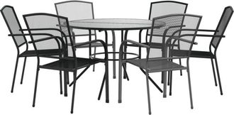 vidaXL Stackable Garden Chair Set 7 pcs Anthracite Powder-coated Steel vidaXL