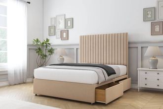 Comfort Beds Denver Plush Divan Base 2 Drawers - 54 Headboard in Stone | Size: Single