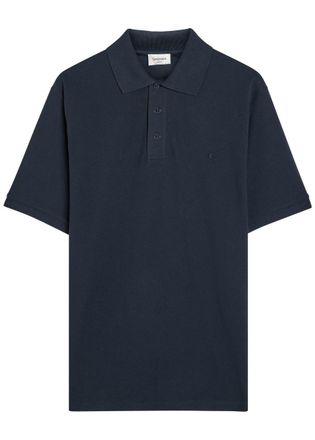 Saint Laurent Logo-embroidered Piqué Cotton-blend Polo Shirt - Navy - XL