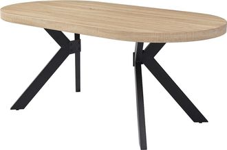 Vente-Unique Mesa de comedor 6 personas de MDF y acero - Natural claro y negro - KOMONI