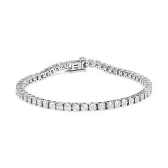 House of Brilliance Silver 1.0 Cttw Rustic Diamond Tennis Bracelet at Nordstrom, Size 10