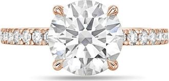 Diana M. Jewels 14kt rose gold round lab grown diamond engagement ring with 2 ct center and 0.60 cts on sides