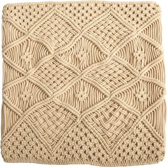 Nearly Natural 18-in Boho Cross Woven Macrame Decorative Pillow Cover in Beige at Nordstrom