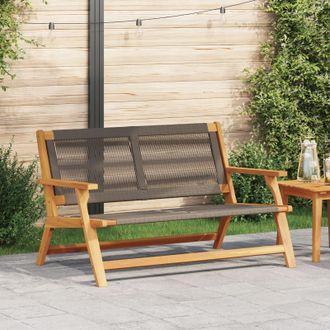 Berkfield Home Garden Bench Grey 76x122x73 cm Solid Wood Acacia in Brown | Size: 76 x 122 x 73 cm
