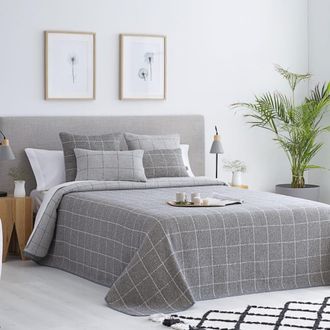 Nafnaf Colcha reversible de algodón gris 180x270 cm