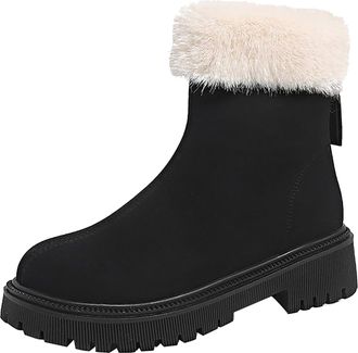 Generic High Heels for Women Outdoor Ski Boots Thickening Quilted Boots for Women (Black, 4.5)