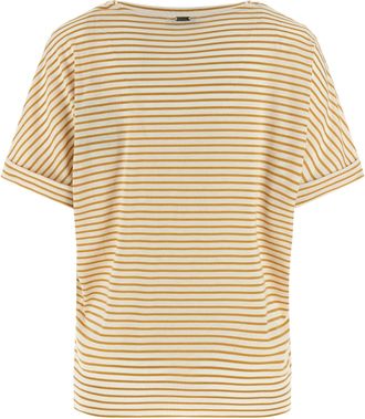 Herno Striped Lyocell-Cotton T-shirt - Gold