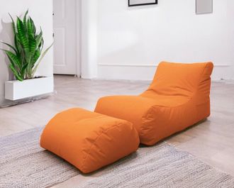 Talamo Italia Dmora Chaise Longue De Sal&oacute;n Moderno, Made In Italy, Sill&oacute;n Con Reposapi&eacute;s De Nailon, Puf Tapizado Para Dormitorio, 120x80h60 Cm, Color Naranja, Con E