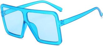 Generic Mens And Womens Square Large Frame Commuting Sunglasses Outdoor Vacation Party Photo Shoot(Blue)
