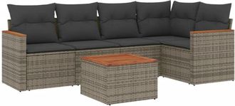 vidaXL Set De Muebles De Jard&iacute;n 6 Pzas Y Cojines Rat&aacute;n Sint&eacute;tico Gris Vidaxl