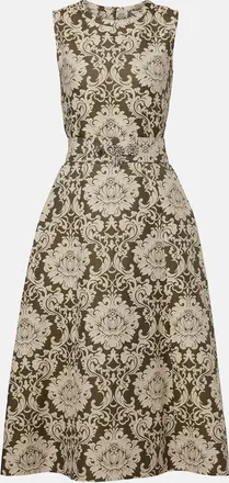 Max Mara Embellished cotton-blend jacquard midi dress